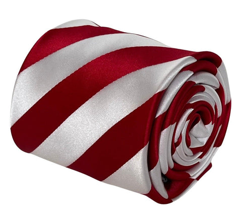 red and white classic barber  striped  tie